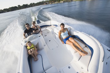 family on a boat