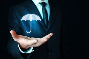 man holding animated umbrella